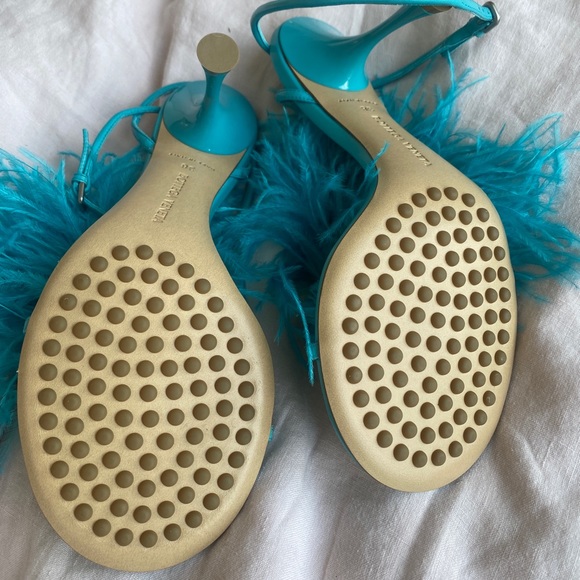 Bottega Veneta Dot feather-trimmed Leather Sandals in Blue - Picture 6 of 7